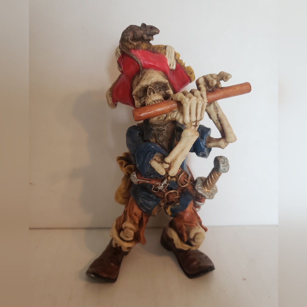 Veronese Skeleton Pirate Band Figure Playing Flute With Rat - w/ 3 band members